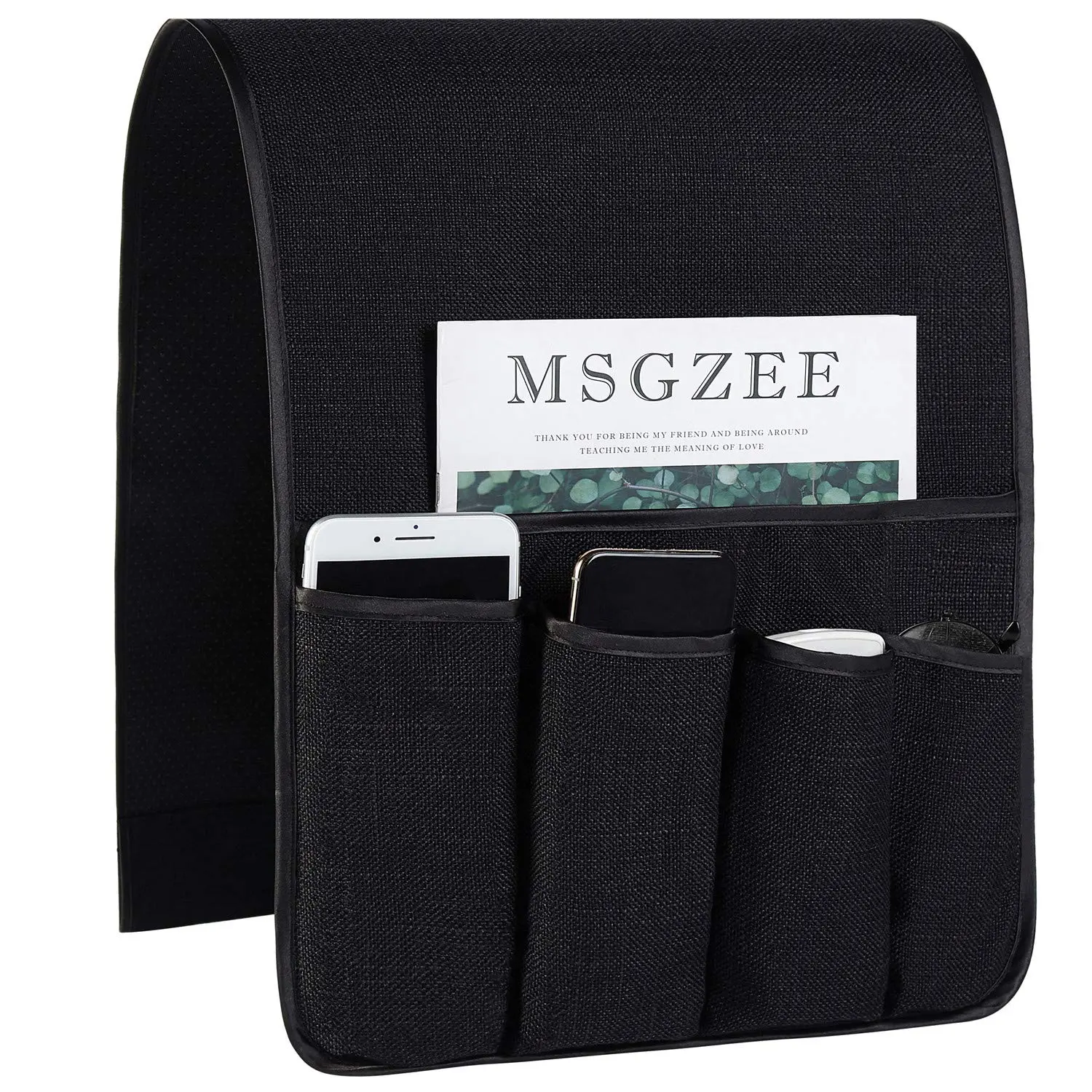 Sofa Armrest Organizer Non-Slip Arm Chair Hanging Caddy Remote Control Holder for Magazine, Phone, Books, Glasses