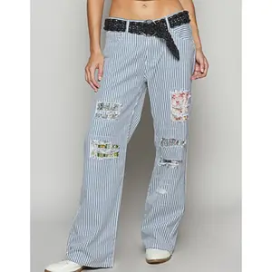 POL Striped Cotton Twill Pants