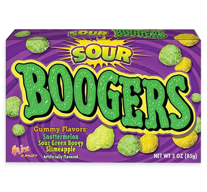 Flix Candy Sour Gummy Boogers Candy Theater Packs: 24-Piece Box