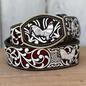 "El Gallo" Laser Cut Western Belt for Men | Made in Mexico