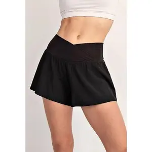 In Motion V Crossover Flared Shorts in Black
