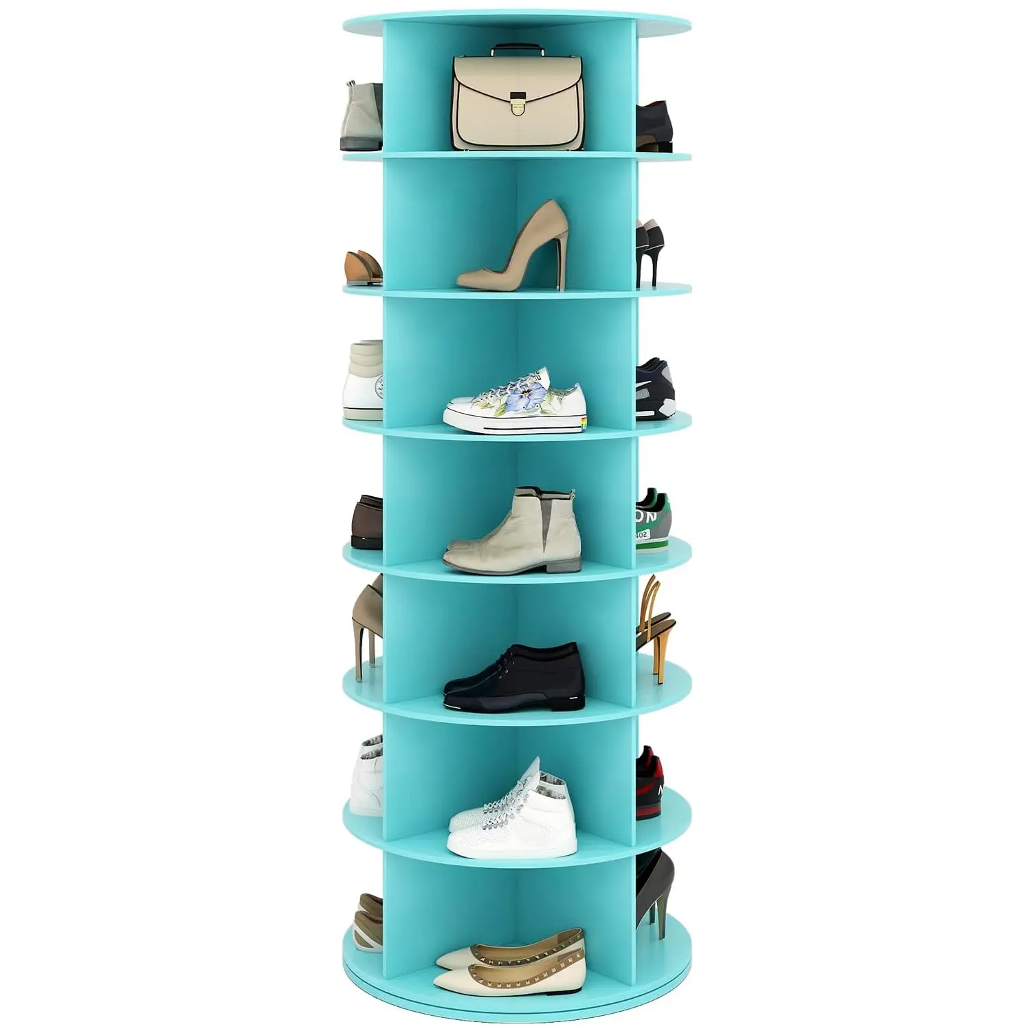 Cathys Picks Rotating Shoe Rack Tower, Spinning Shoe Display Lazy Susan, Revolving 360 Shoe Rack Storage Round Carousel, Vertical Handbag Rotate Shoes Closet Organization