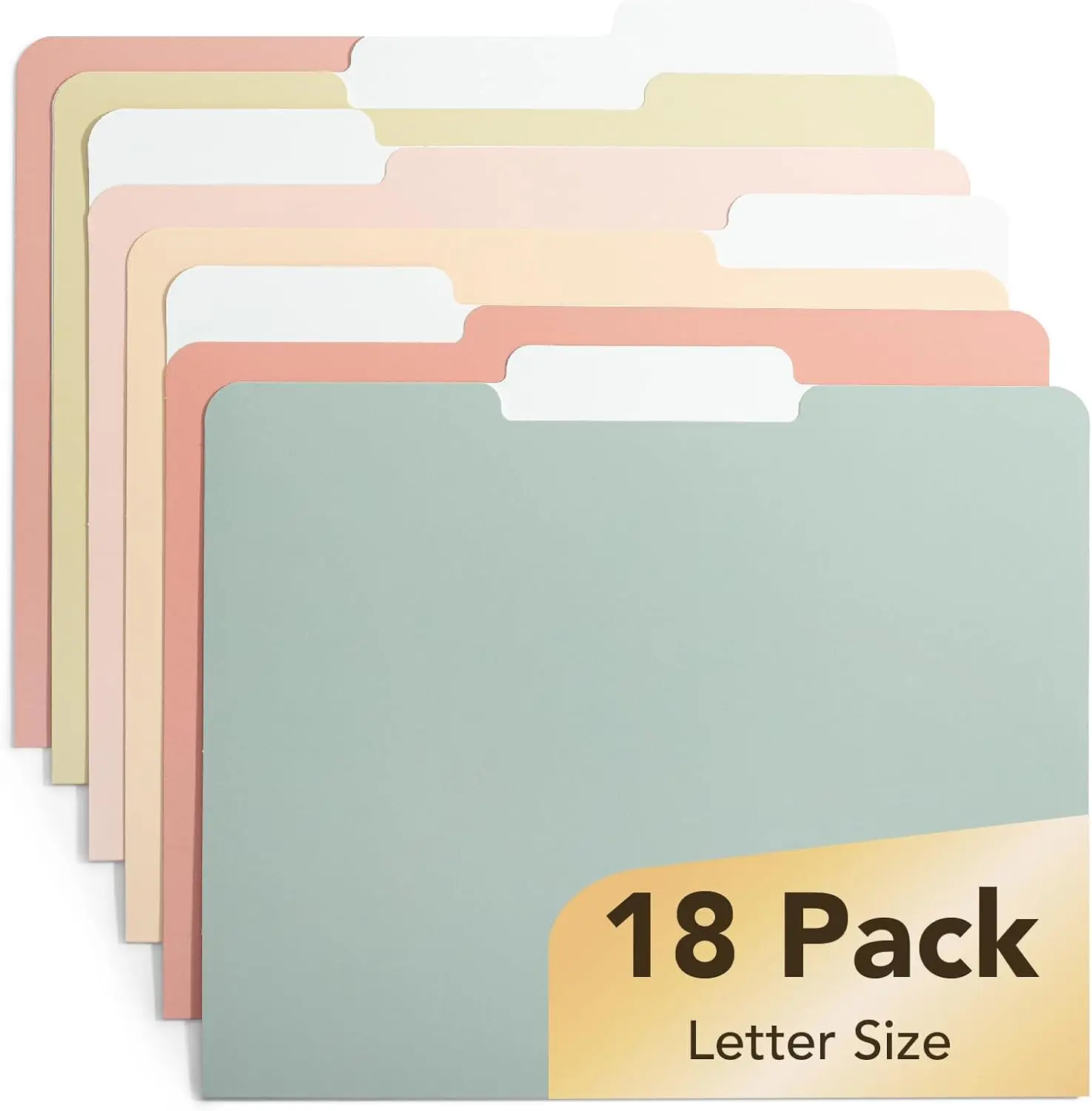 Mr. Pen 18 Pack Letter Size Poly File Folders - 1/3-Cut Vintage Tabs, Colorful Look Filing Tool for Office and School Use