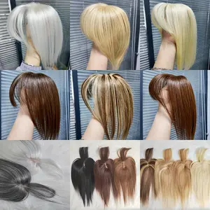 New 2025 Arrivals Elegant Women'S Hair Topper with Bangs - 9 Color Options, 5x9cm Lace Hairpiece for The Top of The Head, Natural Look & Versatile Styling, Quick Transformation, Secure Clip Attachment, 8-14 Inch Straight Hair, Versatile Hairpiece |   Natu
