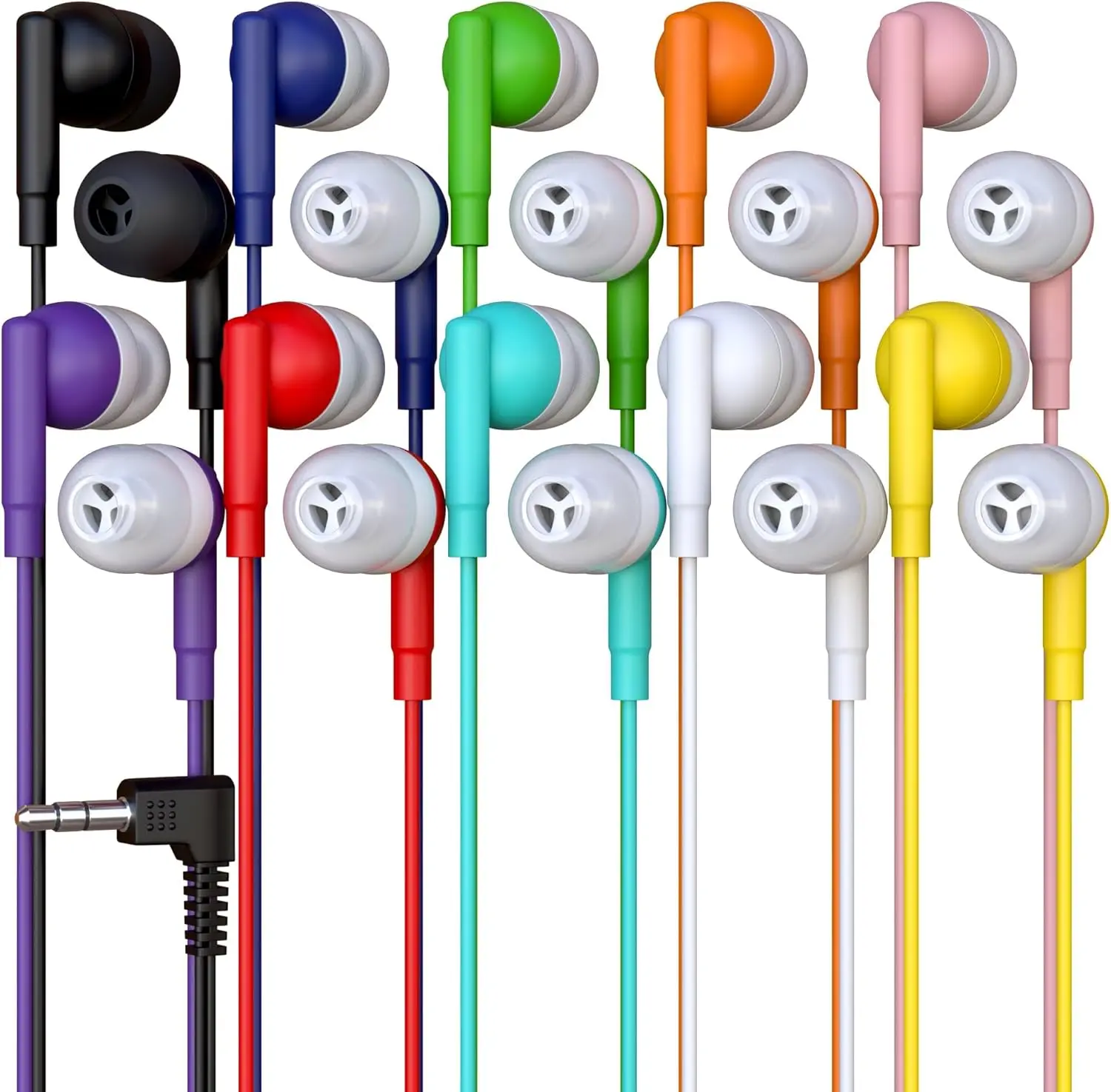 10 Pack Bulk Wired Earbuds, In Ear Headphones with 3.5mm Jack, 4ft Tangle Free Cable