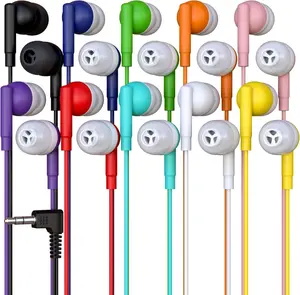 10 Pack Bulk Wired Earbuds, In Ear Headphones with 3.5mm Jack, 4ft Tangle Free Cable