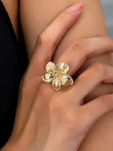 Women's Fashion Adjustable Zinc Alloy Flower Ring, Bohemian Style, Casual Daily Wear, Perfect for Vacation and Gifts, Boho Style Rings