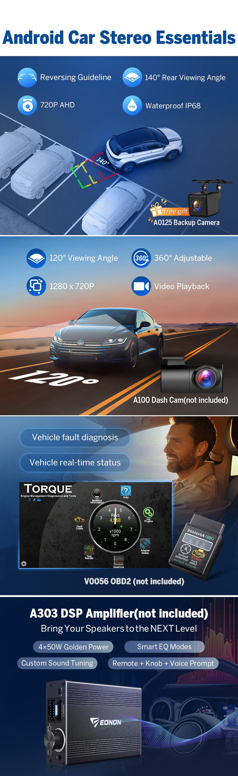 EONON Car Stereo for Chevy GMC Buick Chevrolet Silverado Sierra Suburban Tahoe Impala Traverse Avalanche HHR Acadia Yukon Truck, Wireless CarPlay & Android Auto, 8" Android 13/14 Touch Screen, Dashcam, backup camera, SWC, BT - GMX7A, GMX6S