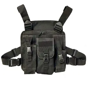 Multi-Pocket Tactical Backpack, Multifunctional Nylon Chest Bag, Lightweight Phone Storage Bag, Emergency Travel Kit, Water Bottle Pouch, Walkie Talkie Case, Tool Bag, Multi Compartment Backpack