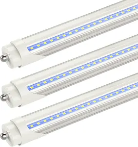 CNSUNWAY 8FT LED Bulbs, 45W 5400LM, 6000K Cool White, Clear Cover, FA8 Single Pin LED Tube Lights, Ballast Bypass, T8 T10 T12 Fluorescent Light Bulbs Replacement, ETL Listed - 25 Pack