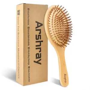 Bamboo Brush, Large Oval Bamboo Hair Brushes for Women,Ergonomic Handle Fits the Hand Shape,Can Massage the Scalp,Can Be Used By Men,Women,Young and Old