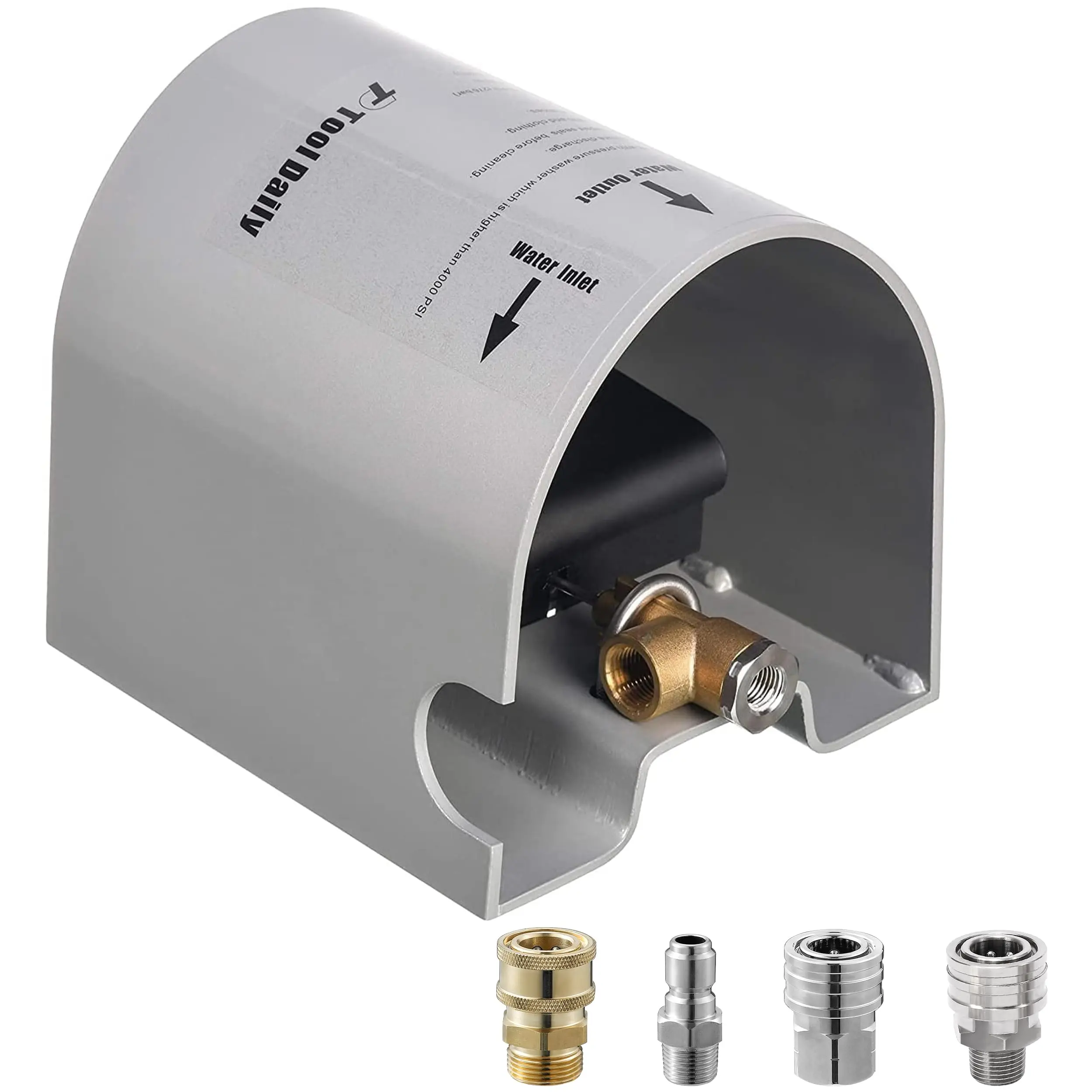 Tool Daily Pressure Washer Foot Valve - 4000 PSI, Sewer Jetter Kit Accessory, Power Washer Ball Valve Alternative with 1 Adapter, 1 Coupler, 1/4" Female NPT Outlet, 3/8" Quick Connect Socket to 3/8" Female Thread, Hands-Free Flow Control, Improved Control