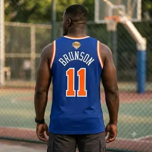 [Made in USA] Brunson 11 basketball jersey, New York classic blue tank top, athletic mesh streetwear, casual game day hoops apparel, trendy basketball player fan gift