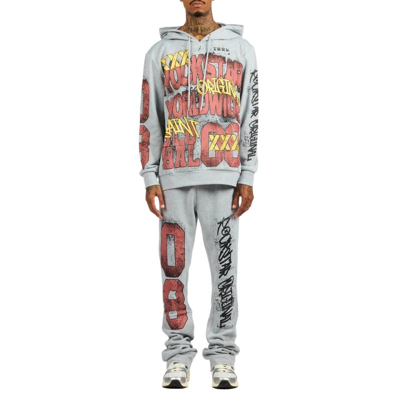 Parco Heather Grey Hoodie Stacked Track Set