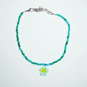 Blue Hibiscus Flower Beaded Choker Necklace, Choker, Beaded Flower Necklace, Hibiscus Choker Necklace, Summer Jewelry, Gifts for her