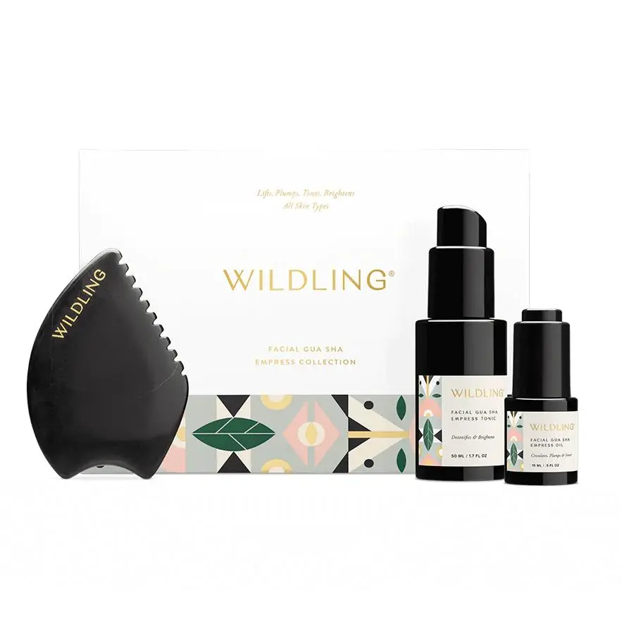 Wildling Empress Collection - Complete Facial Gua Sha System with Sweetfern Hydrasoothe Face Mist & Balm of Gilead Barrier Repair Oil for Lift Plump Tone & Sculpt Skin
