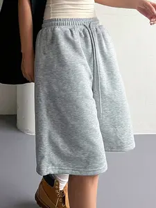 1 Pack Women's Sweat Capri Pants Casual Loose Fit Drawstring Elastic Waist Three-Quarter Length Soft Fabric for Women Daily Lounge Wear Summer Outdoor