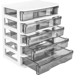 Plastic Drawers 5 Layer Desktop Storage, Small Organizer Box Storage Container Case, Desktop Organizer with Clear Drawers For Home, Office, For Stationery, For Jewelry and For Cosmetics