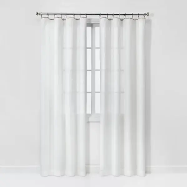 1pc 54"x84" Sheer Contrast Edge Window Curtain Panel White/Natural - Threshold