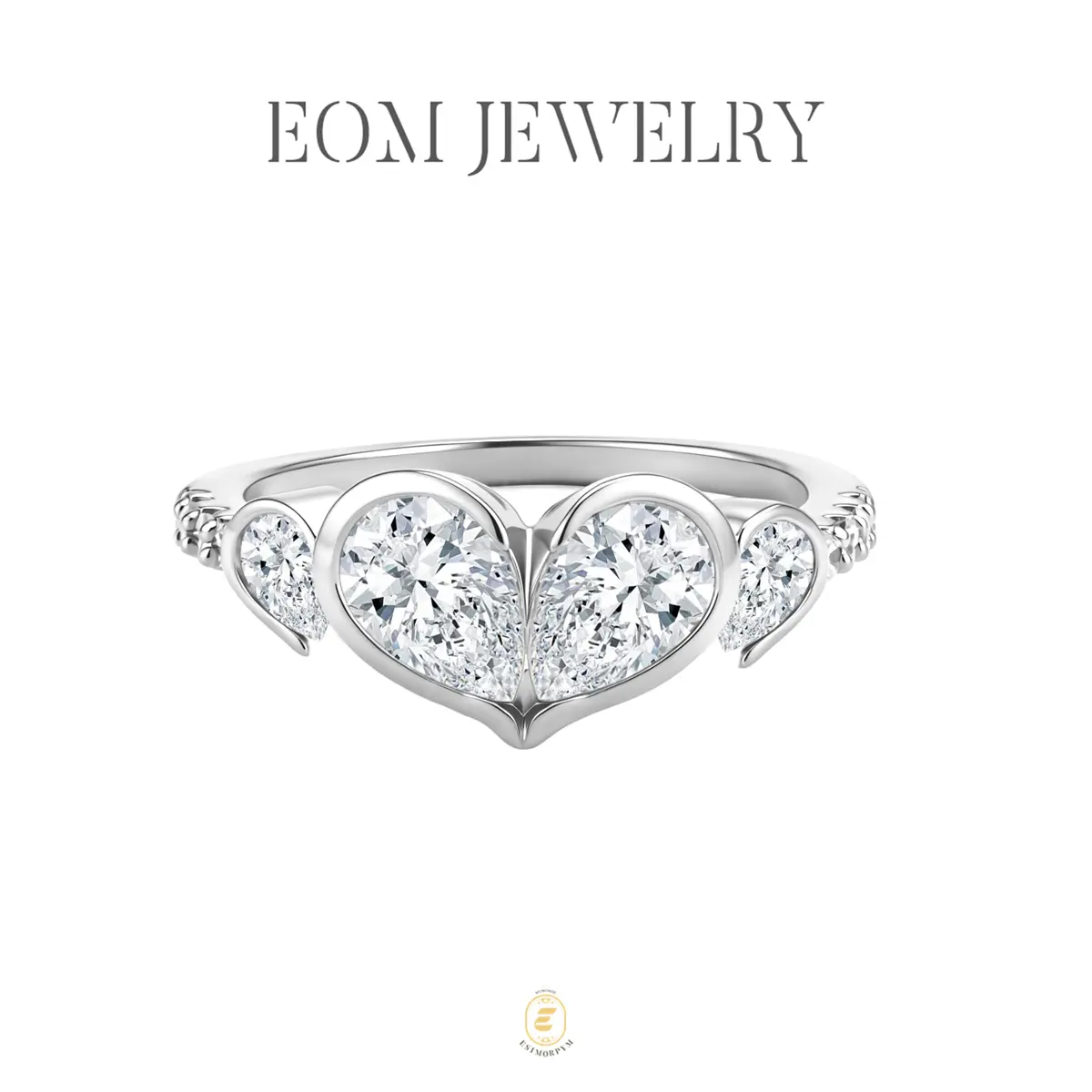 Moissanite 1.6ct Pure Love Heart Eternal Ring Silver-Plated Wedding Engagement Anniversary Valentine's Day Birthday Gift Daily Wear Jewelry