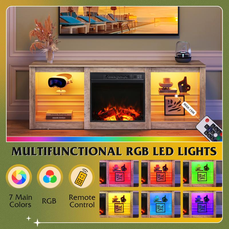 【2 Packages Shipped】WLIVE Fireplace TV Stand for up to 65 inch TVs, Modern LED Entertainment Center with Electric Fireplace Heater & Adjustable Glass Shelves, Sturdy Media Console for Living Room, Bedroom,Gaming 【2 Packages Shipped】WLIVE Fireplace TV Stand for up to 65 inch TVs, Modern LED Entertainment Center with Electric Fireplace Heater & Adjustable Glass Shelves, Sturdy Media Console for Living Room, Bedroom,Gaming