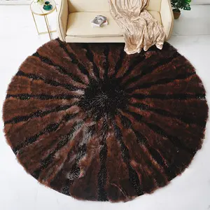 Faux Fur Rug Fluffy Shaggy 4.6X 4.6Feet/ 6*6 Feet Round Fur Rug Fuzzy Rug Machine Washable Shag Rug Nursery Decor Throw Rugs for Living Room, Bedroom