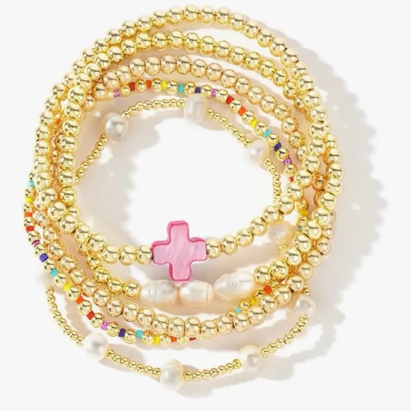 Millie Cross Gold Bracelet Stack