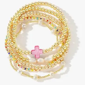 Millie Cross Gold Bracelet Stack