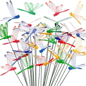 24 Pack Dragonfly Clip,Dragonfly Garden Stakes Decor,Fly Deterrent,Dragonfly Humming Bird Stakes,Deer and Horse,Bird and Fly Scare Devices for Indoor Outdoor Garden