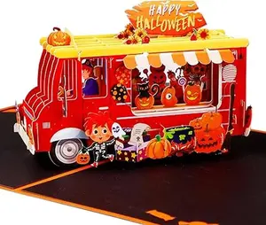 Halloween Pop Up Card for Kids Funny Halloween 3D Greeting Pop Up Card Pumpkin Candies Happy Halloween Cards for Kids Boyfriend Girlfriend with Envelope