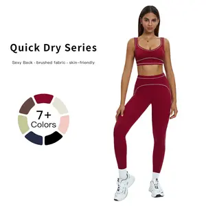 MFVIM women’s two-piece color-block yoga outfit, high-waisted ribbed casual activewear, suitable for gym workouts