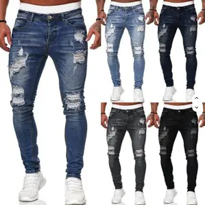 Men’s Distressed Skinny Fit Ripped Denim Jeans