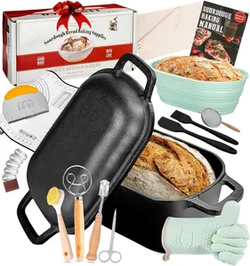 Dutch Oven for Bread Baking-3.6QT Oval Cast Iron Pot Bread Pan with Lid-Sourdough Bread Baking Supplies Starter Kit