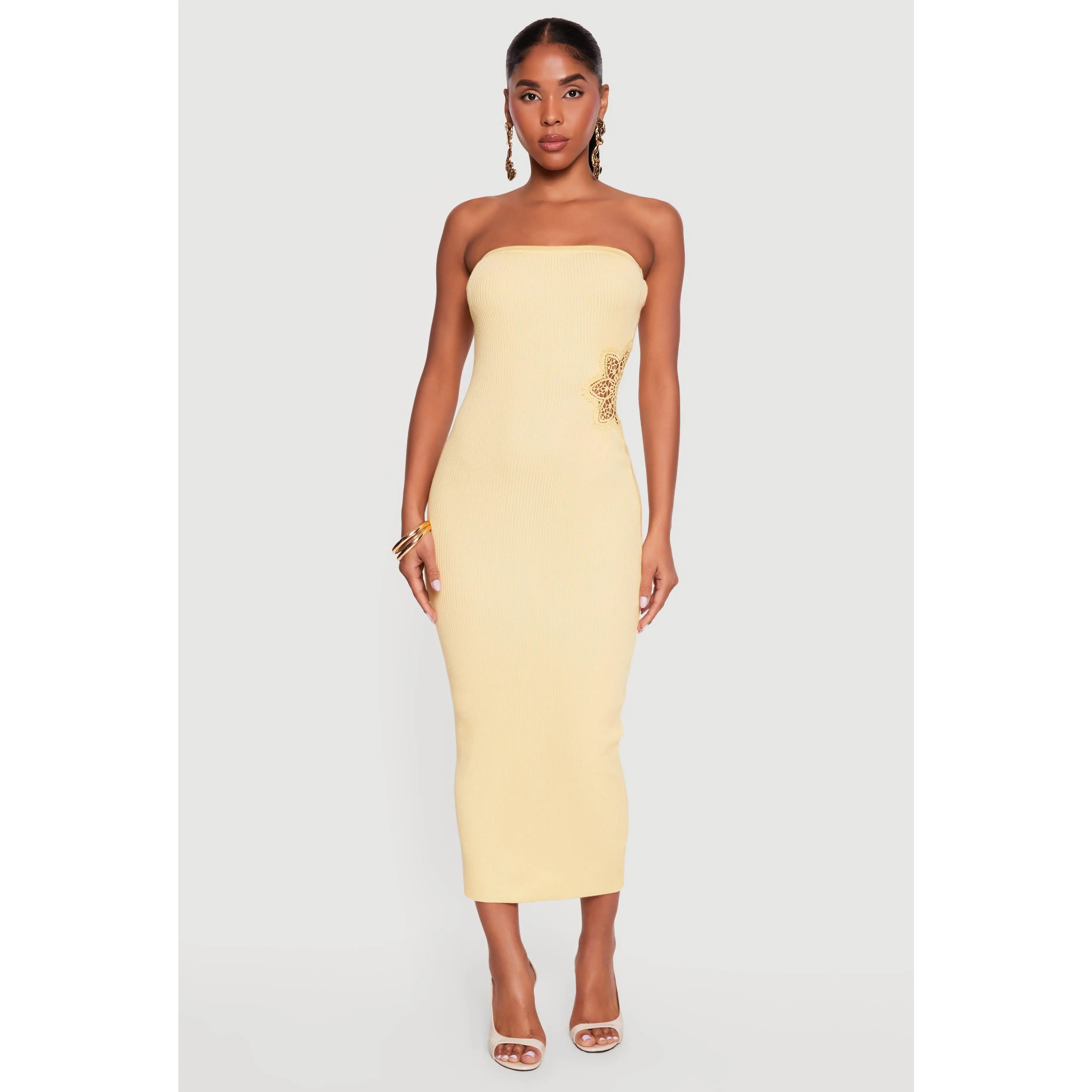 Almost Famous Floral Crochet Detail Tube Dress