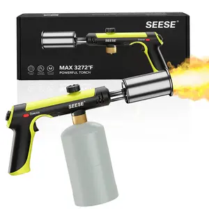 SEESE One-Touch Propane Torch (Tank Not Included), Adjustable Blow Torch Lighter for Sous Vide, Steak Searing, BBQ, Grill, and Campfire Charcoal Starter