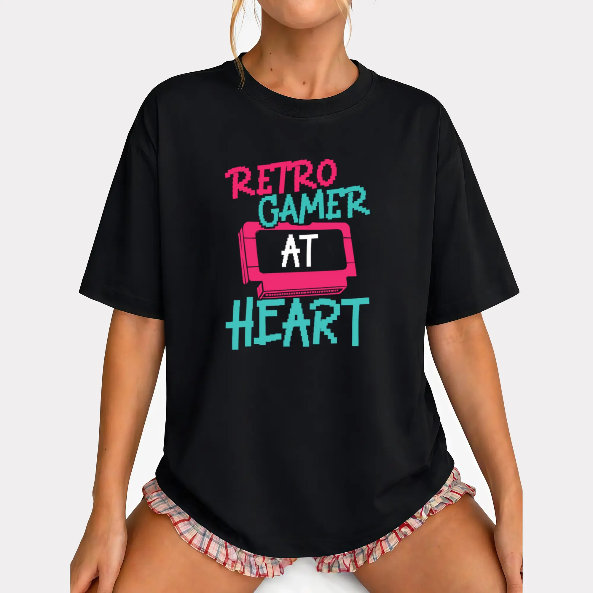 Retro Vintage 80s Arcade Nostalgia Pixel Art Video Games T-Shirt Cotton Day