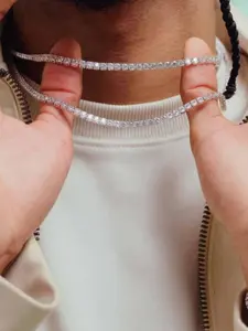 1pc 5mm Tennis Chain Zircon Embedded Necklace, Chunky Chain Necklace, Hip Hop Style, Copper Material, Street Fashion, All Seasons Jewelry