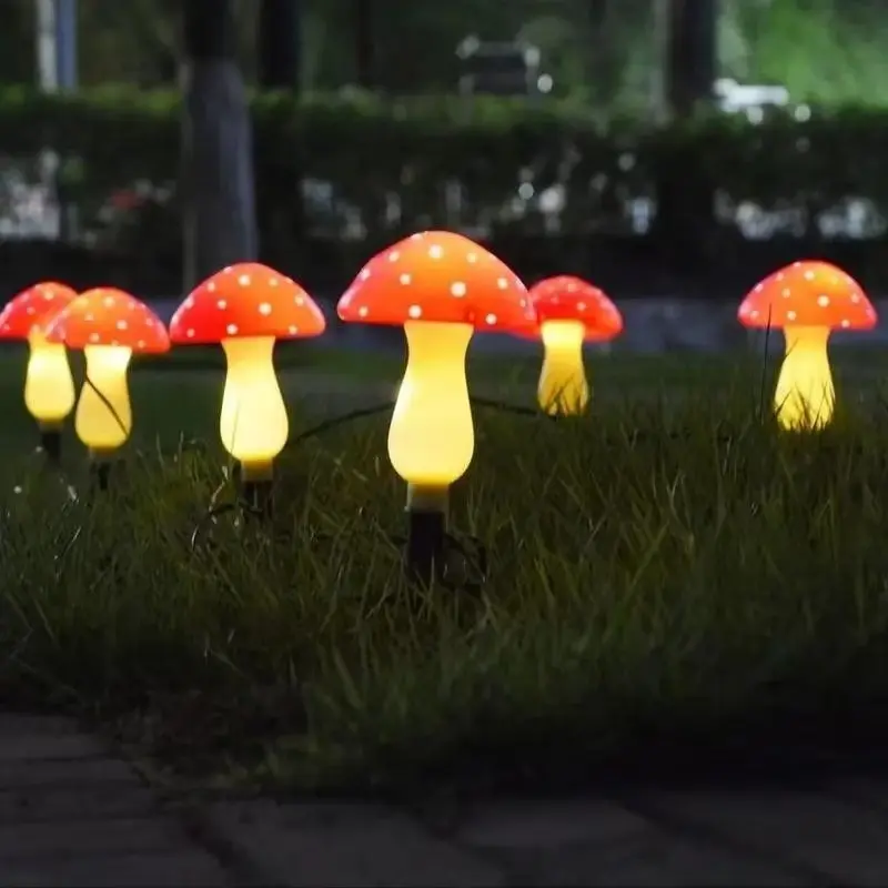 Whimsical Mushroom-Shaped Waterproof Outdoor String Lights, Easy-to-Use Garden Decor for Ambient Glow and Outdoor Space Enhancement
