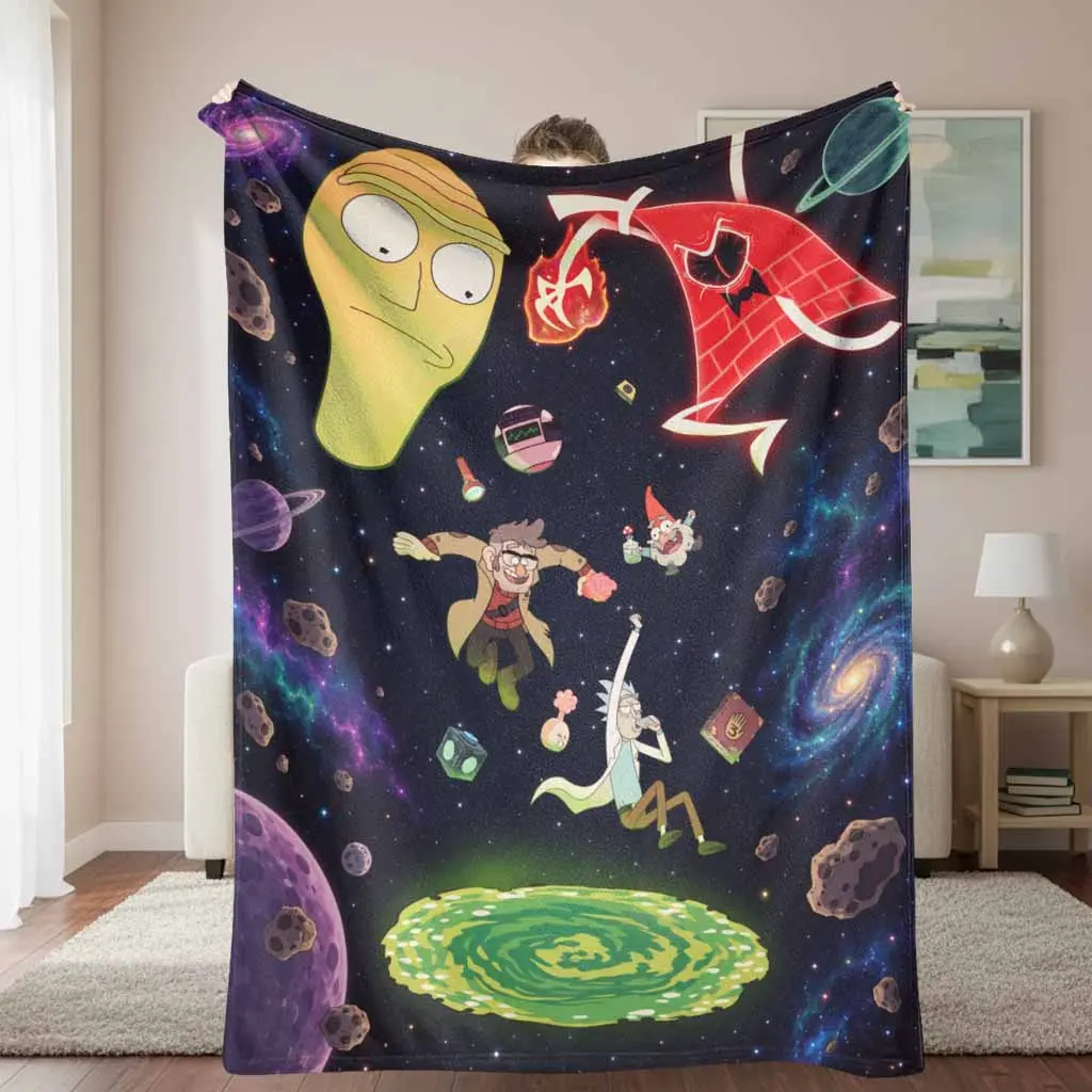 Cosmic Adventure Flannel Blanket - Sci-Fi Space Mystery Pattern, Super Soft, Lightweight, Breathable, Cozy Throw for Sofa/Couch, Living Room, Camping, Ideal Birthday Gift