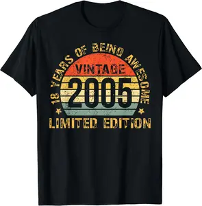 18yr BDay Son Boy Funny 2005 18th 18 Year Old Birthday T-Shirt