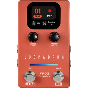 FLAMMA FF03 Looper Pedal Drum Machine, Drum Looper Guitar Pedal with LED Indicators, 160 Min Recording, 121 Drum Grooves, 40 Loop Slots, Undo/Redo, Fade Out, Sync Mode, USB & Headphone Out