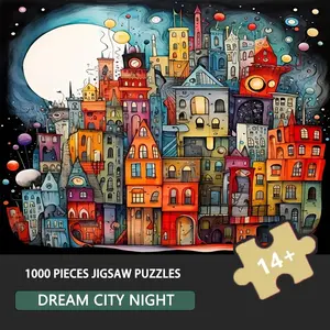 Dream City Night 1000pcs Jigsaw Puzzle - 27.56x19.69 inch High Difficulty Rectangular Paperboard Puzzle for Adults, 14+ Years, Wall Decor for Home and Office, Puzzle Game