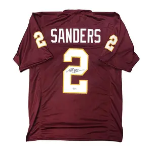 Deion Sanders Signed Florida State Seminoles Custom Garnet #2 Jersey - Beckett