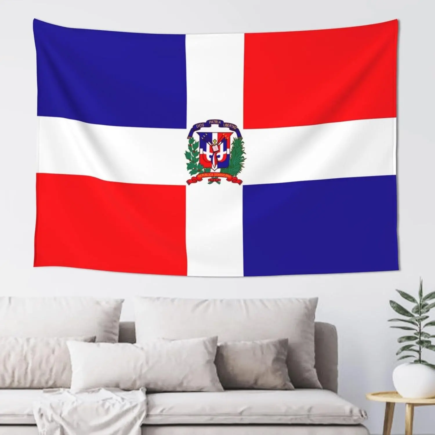Wall Decoration Tapestry-Dominican Republic Flag Tapestry Wall Hanging,Hippie Art Tablecloths 60x40 Inches For Bedroom Dorm Living Room