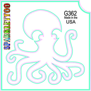 212 MAIN Ruby Red Glitter Tattoo Stencil (G362-2) - 2-Ply Paper, Octopus Shape, 1.5x2.3x2.3 in, FDA & Children-Safe, Glitter Finish, Pack of 100, for Men's Special Occasion Costumes & Accessories