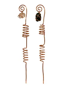 Handmade Copper Plant Stakes With Crystal Accent And Double Spiral Support