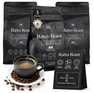 Rahm Roast | Organic Whole Bean Coffee – 3 x Pack Medium Roast | Medium Roast, Lab-Tested Mycotoxin-Free, Low Acid Guatemalan Specialty Coffee for Purity – Specialty-Grade 91-Point Coffee – Small-Batch Roasted – 12 oz Bag (3 Pack)