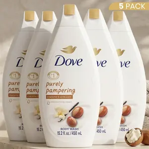 Dove Body Wash Purely Pampering (5 Pack) 15.2oz / 450ml - Moisturizing and Refreshing