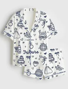 Future Wife To Be Gift In My Engaged Era Satin Short Pajama Set, Gonna Get Married Coquette Wedding Bride Short Pajamas, Matching Family Sleepwear Set, Pajama Set For Men Women Kids