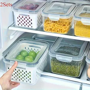 2 sets Premium Leak-Proof Food Storage Containers with Double Seal Design and Airtight Lids for Meals Prep – Reusable and Stacktable Kitchen Organizers Suitable Fruits Vegetables Grains, Stackable Containers